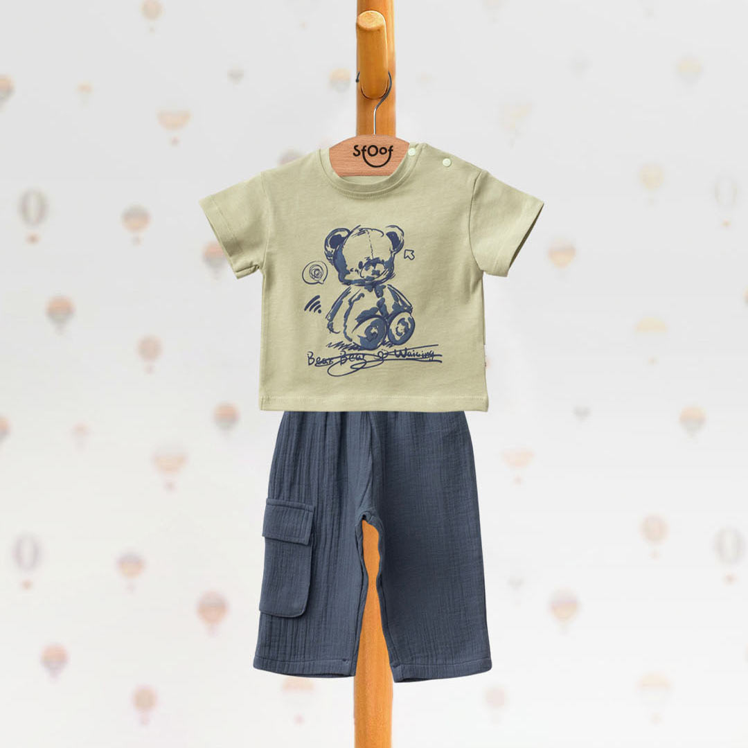 Bear Cotton Set with Muslin Pants (2pcs) 6-18m