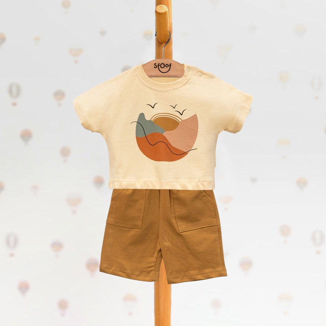 View Cotton Set in Brown (2pcs) 9-24m