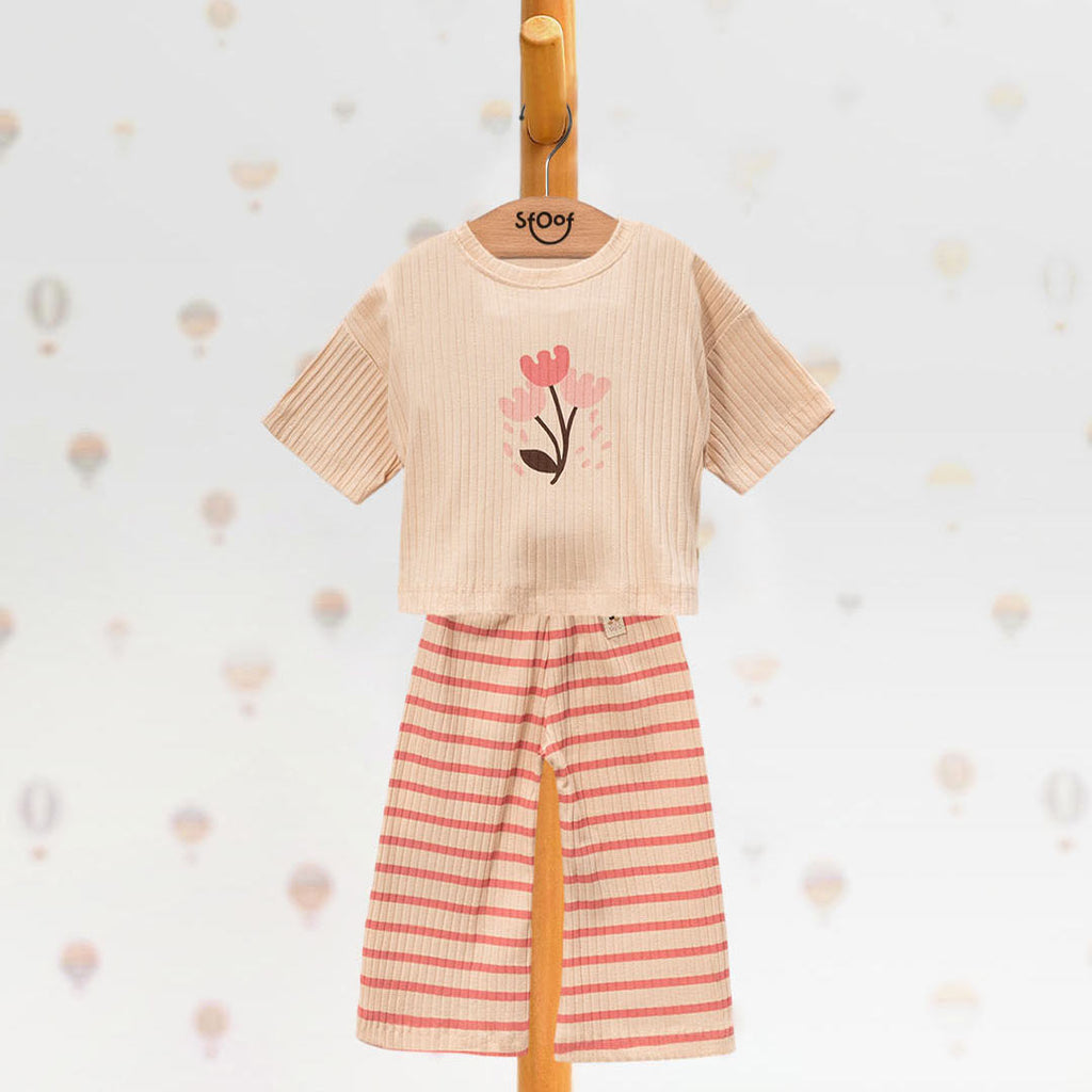 Flowers Cotton Set in Pink (2pcs) 3-6y