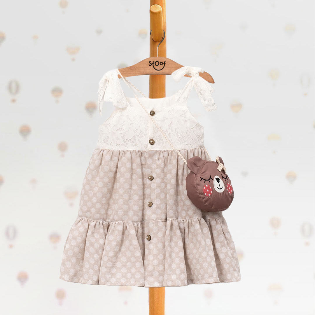Dress with Lace & Crossbody Plush Bag (2pcs) 2-5y