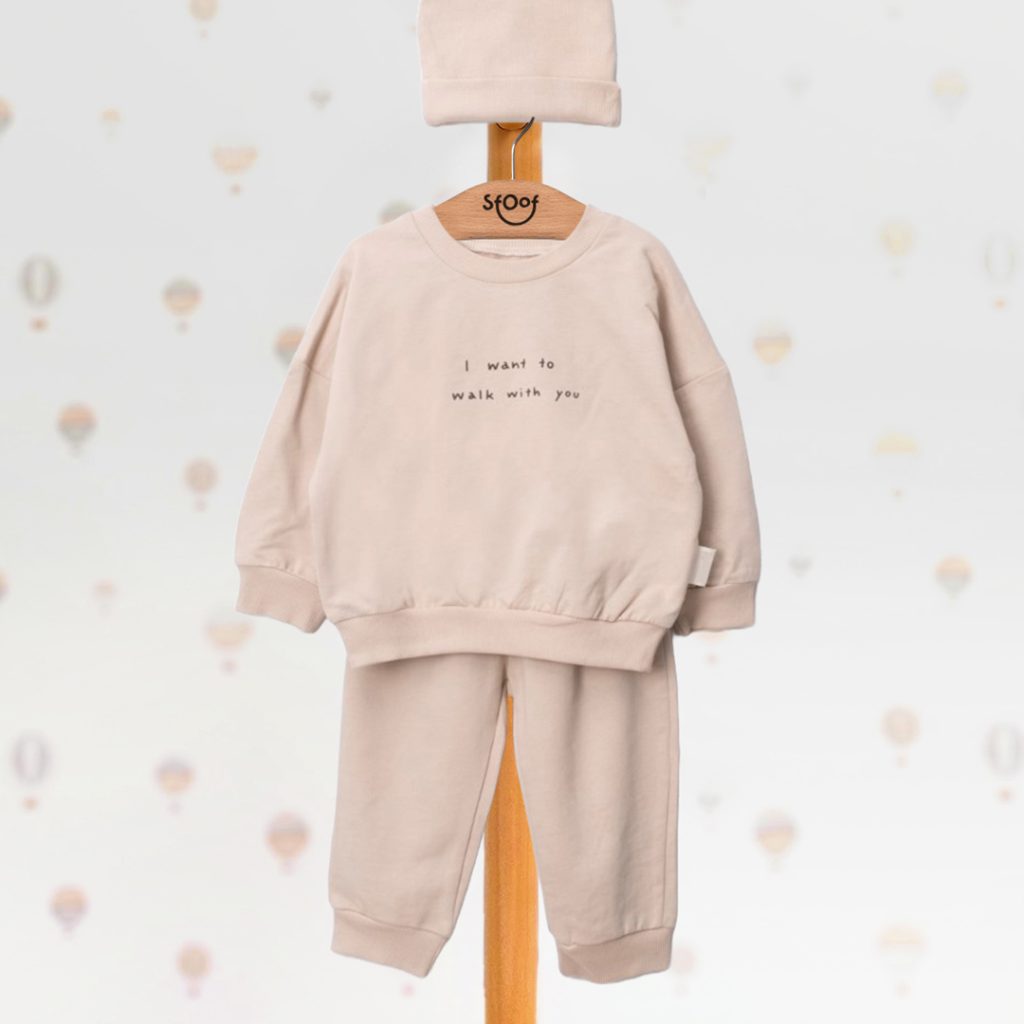 Neutral Beige 3pcs Sweatsuit