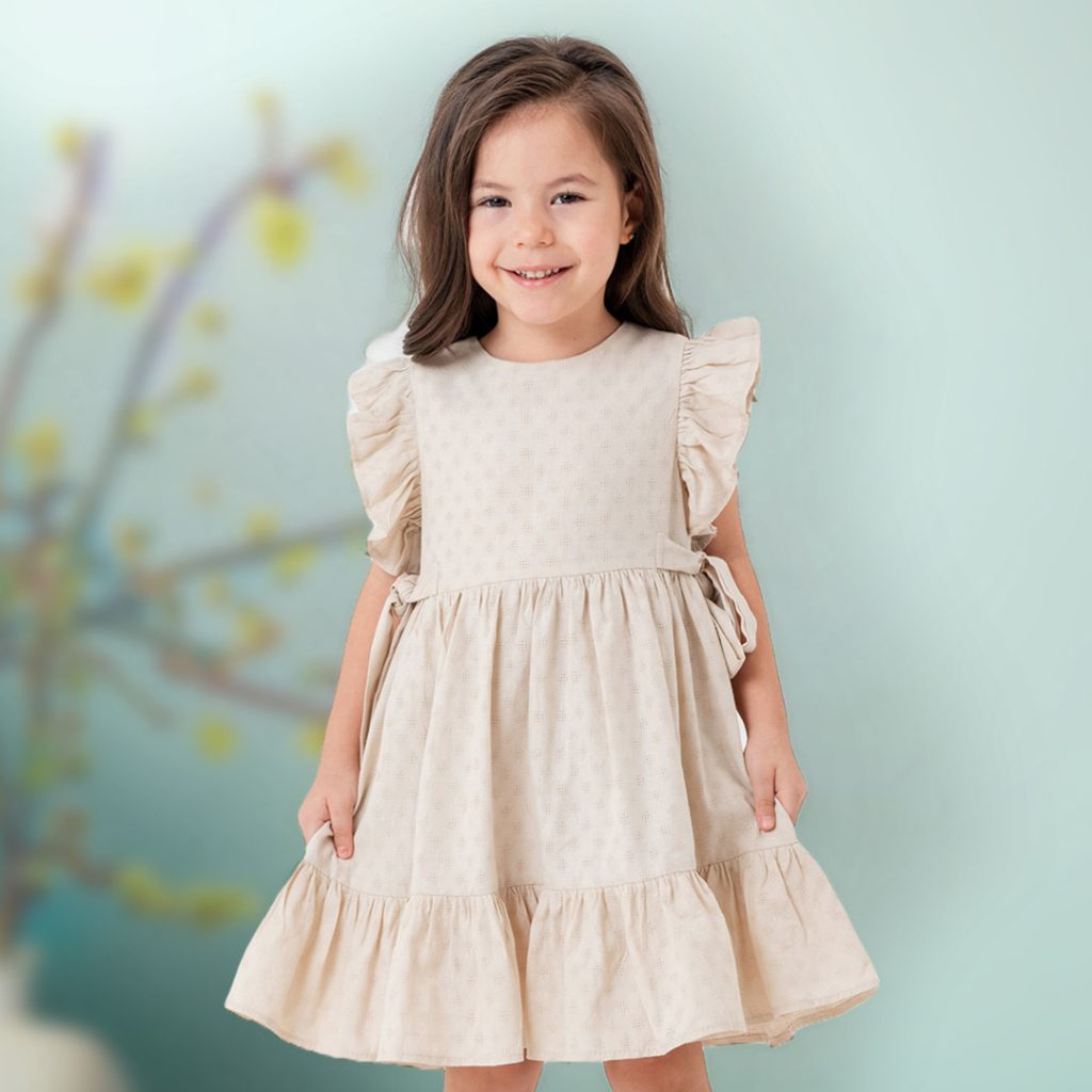 Ruffle Sleeve Dress (Cream)