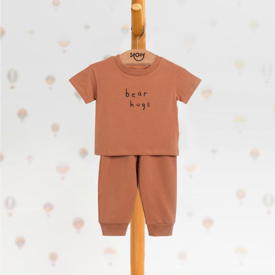 Unisex Bear Hugs Cotton Set in Brown (2pcs) 1-4y