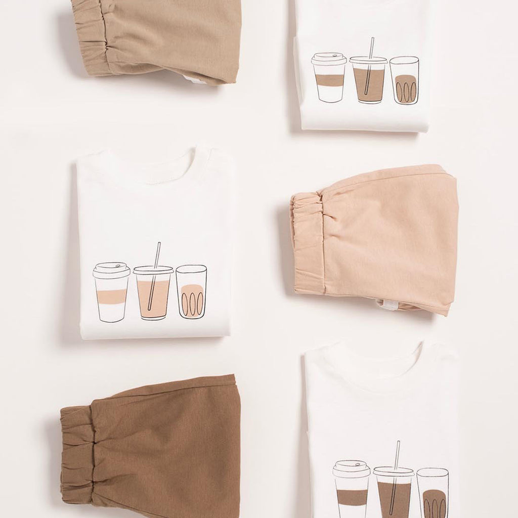 Unisex Drinks Cotton Set in Beige (2pcs) 9m-3y