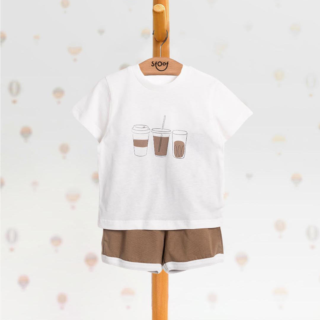 Unisex Drinks Cotton Set in Brown (2pcs) 9m-3y