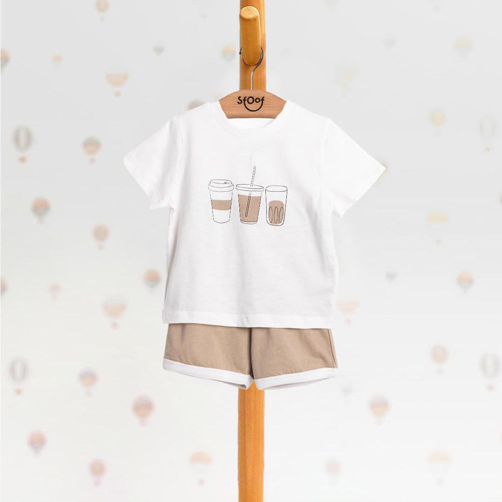 Unisex Drinks Cotton Set in Beige (2pcs) 9m-3y