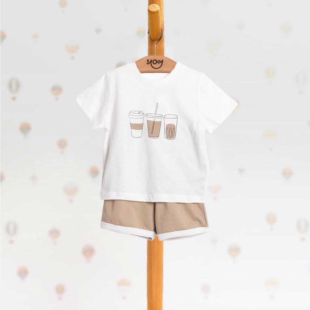 Unisex Drinks Cotton Set in Beige (2pcs) 9m-3y