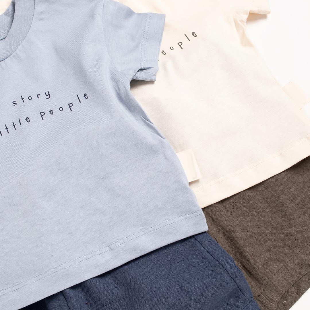 Unisex Little People Cotton Set, Linen Shorts (2pcs) 1-4y