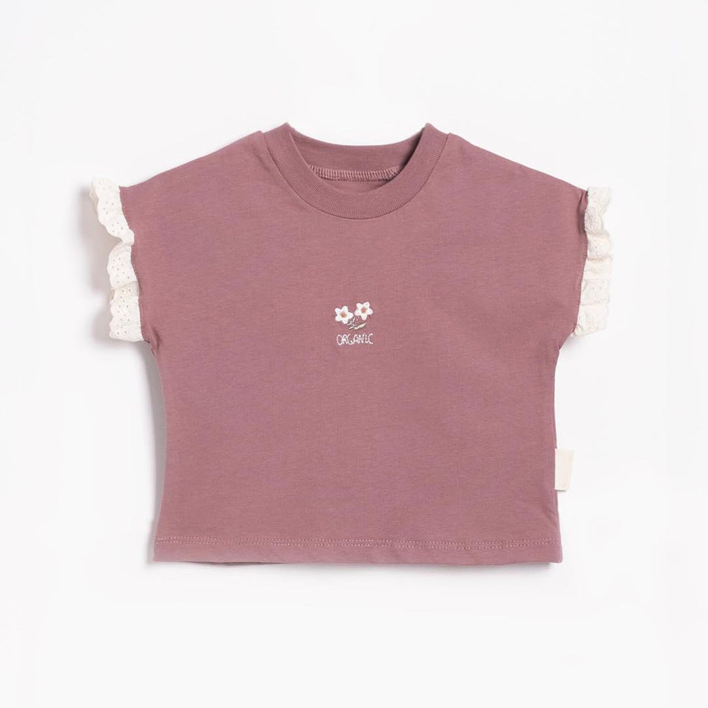 Embroidered Flower Cotton T-shirt in Purple 1-4y