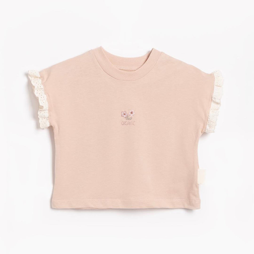 Embroidered Flower Cotton T-shirt in Pink 1-4y