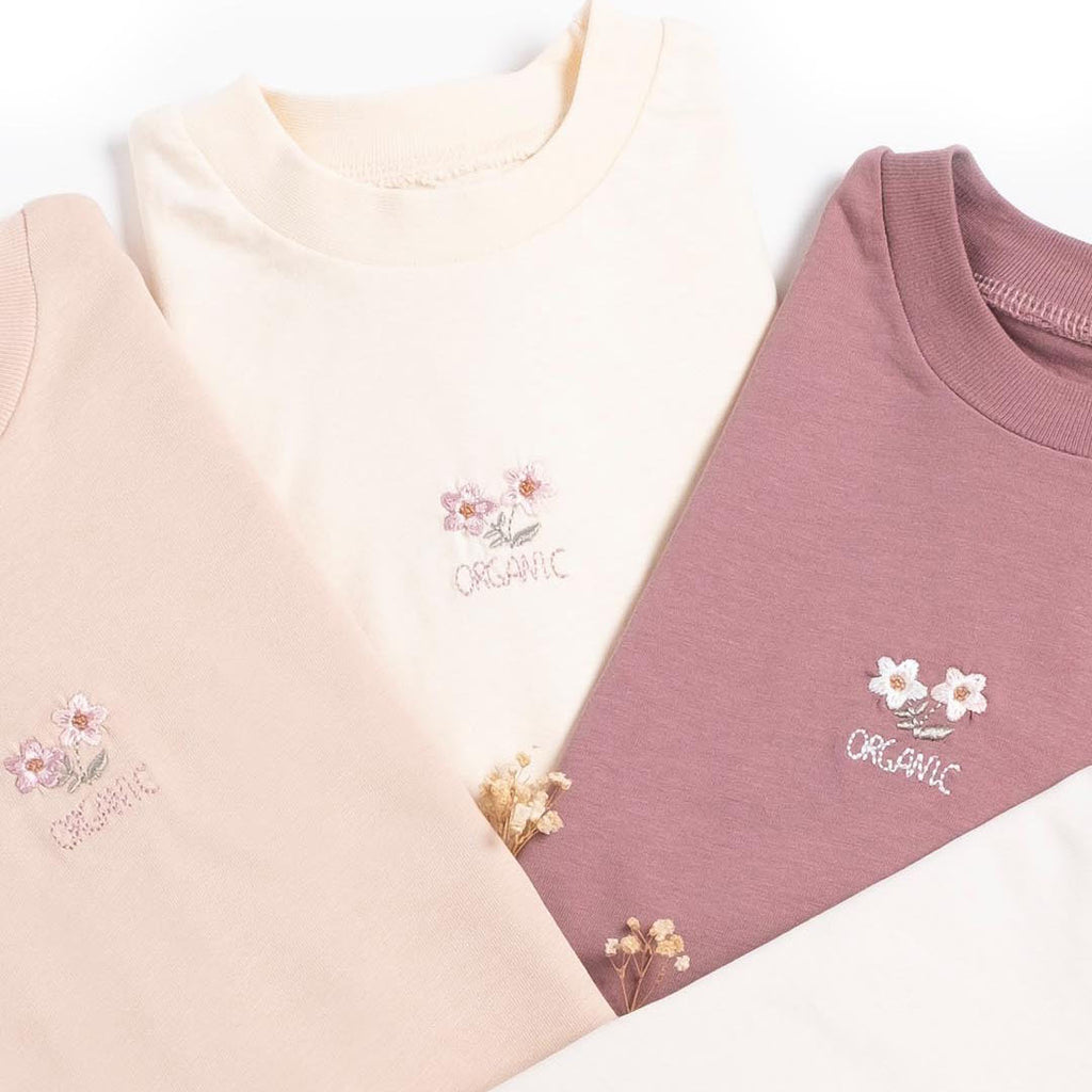 Embroidered Flower Cotton T-shirt in Pink 1-4y