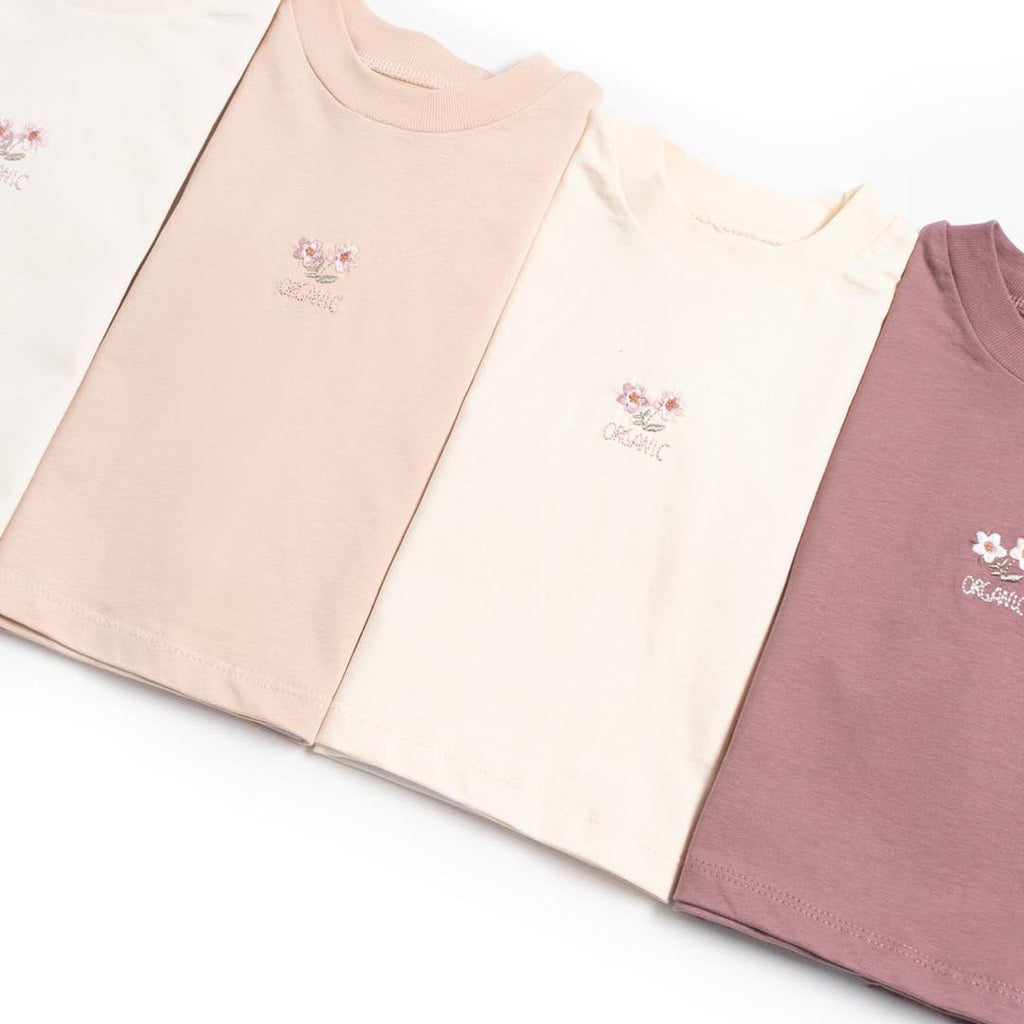 Embroidered Flower Cotton T-shirt in Pink 1-4y