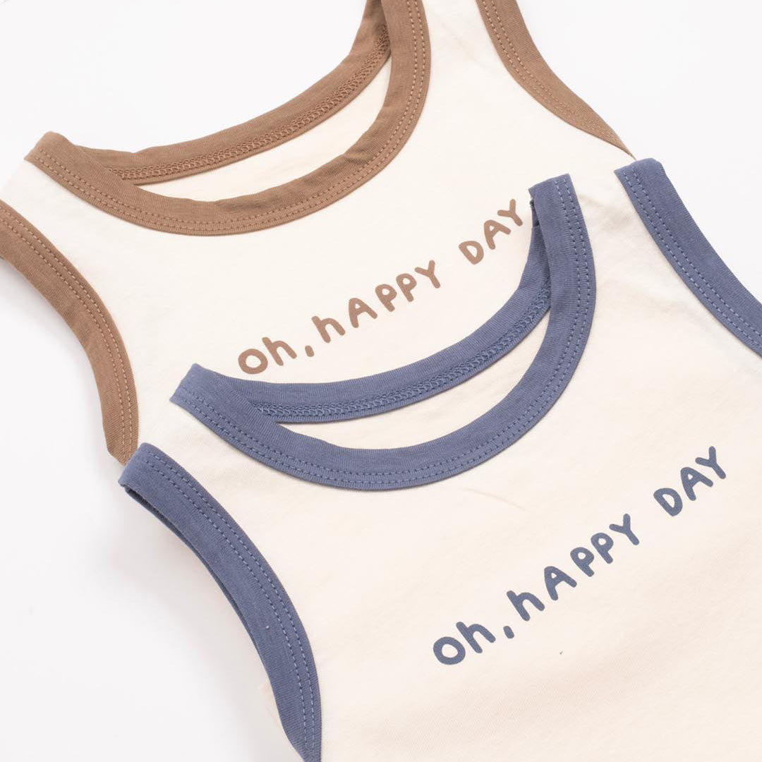 Unisex Happy Day Cotton Set in Brown (2pcs) 1-4y