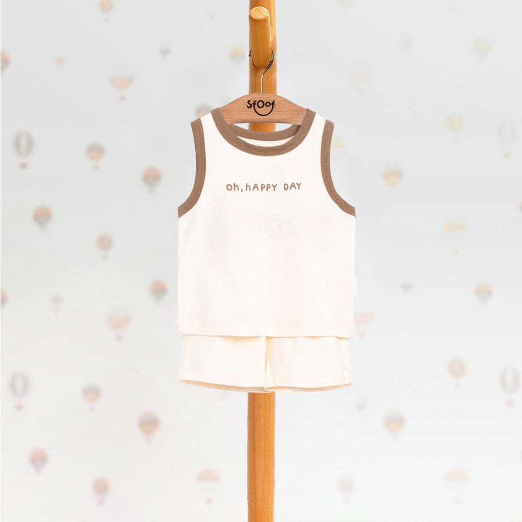 Unisex Happy Day Cotton Set in Brown (2pcs) 1-4y