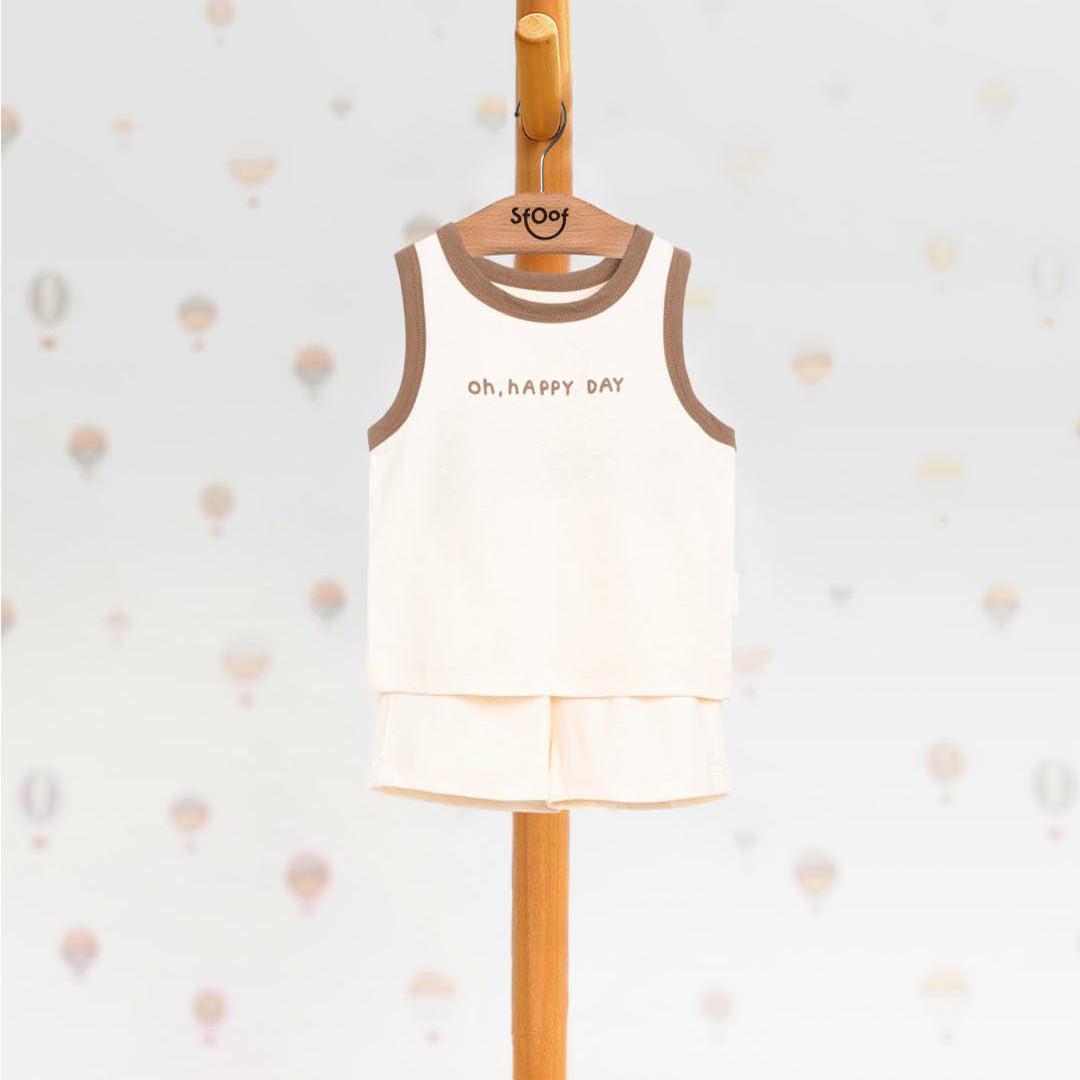 Unisex Happy Day Cotton Set in Brown (2pcs) 1-4y