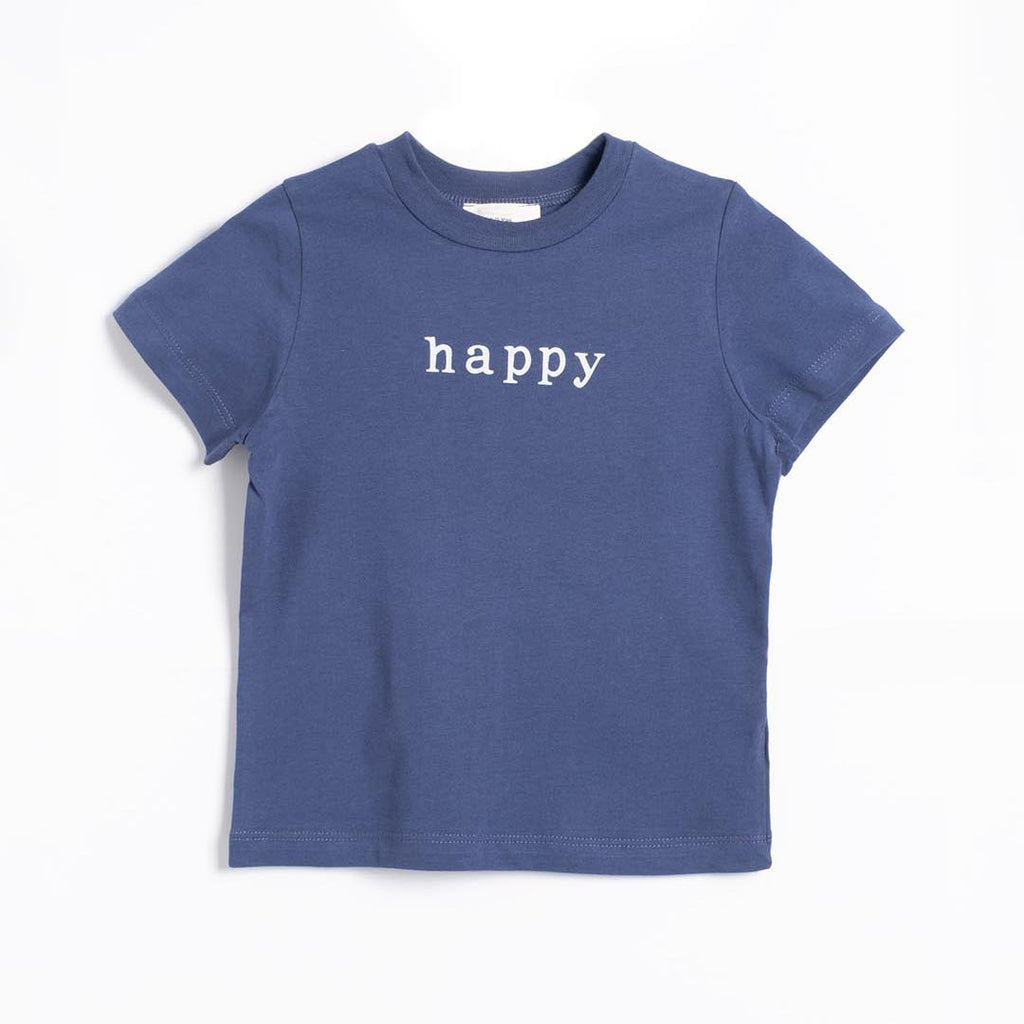 Unisex Happy Cotton T-shirt in Blue 2-6y