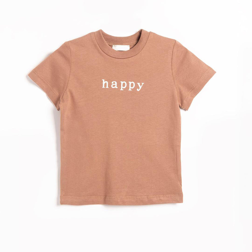 Unisex Happy Cotton T-shirt in Brown 2-6y