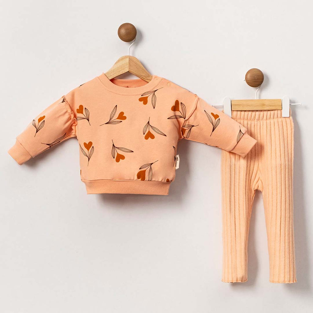 Heart Flower Set with Fleece Pants (2pcs) 3-6y