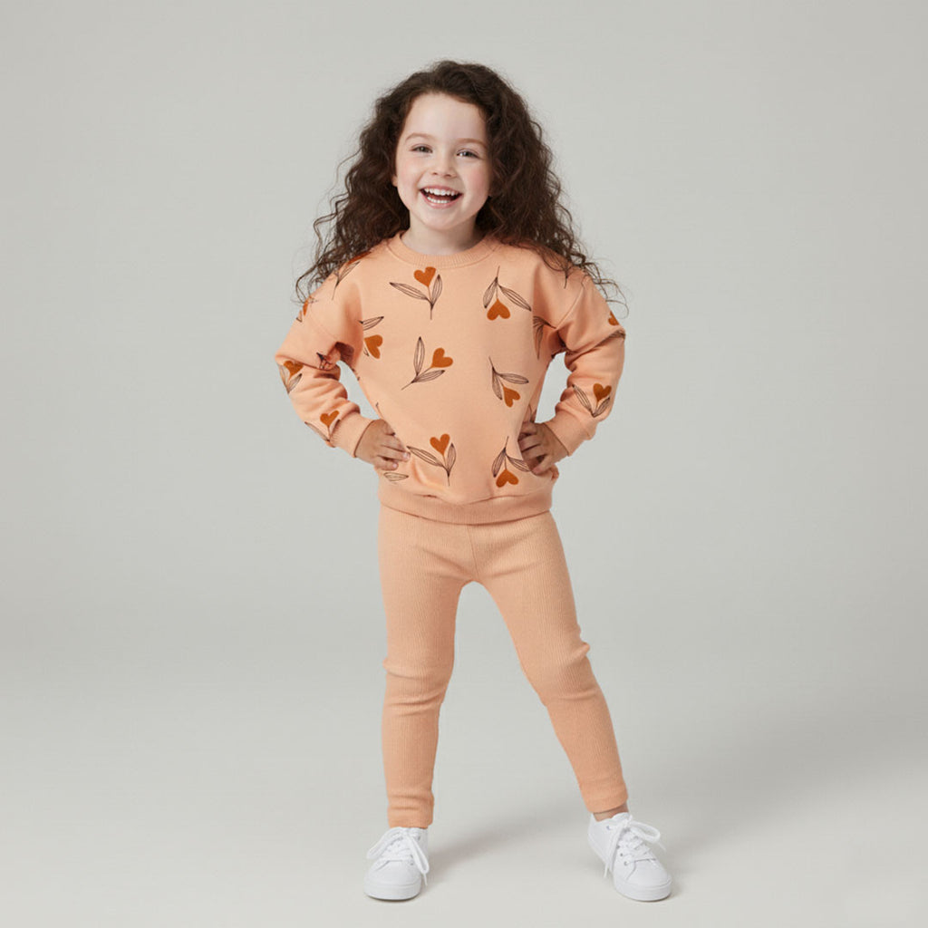 Heart Flower Set with Fleece Pants (2pcs) 3-6y