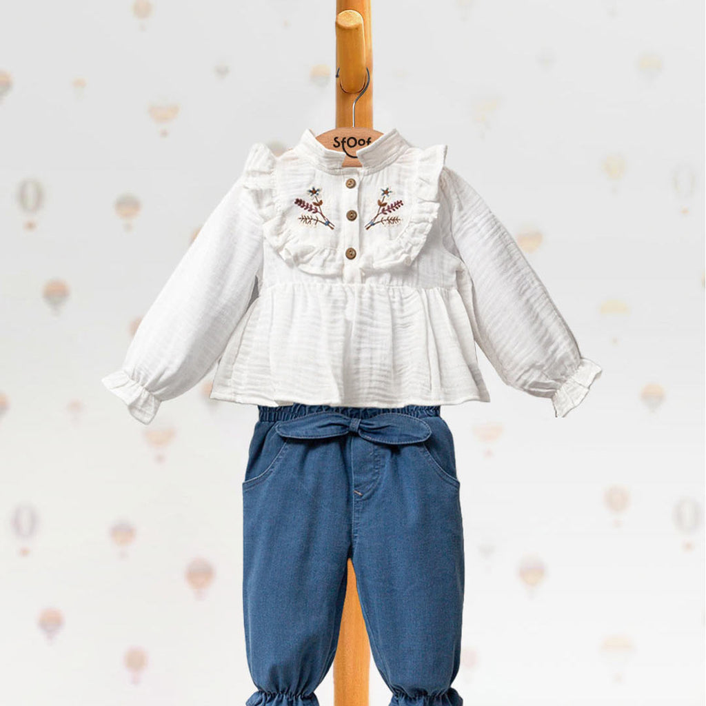 Embroidered Muslin Shirt & Pants (2pcs) 1-4y