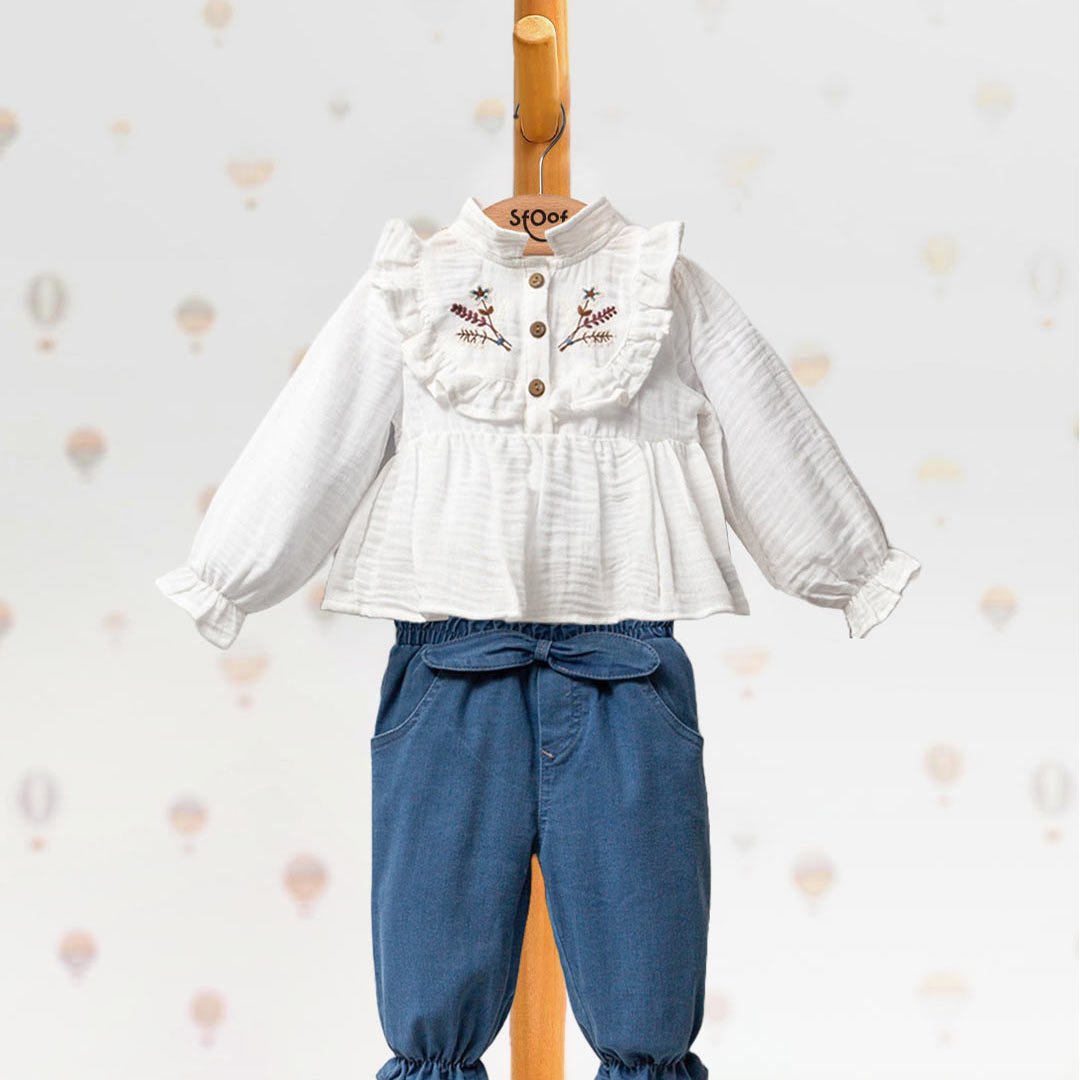 Embroidered Muslin Shirt & Pants (2pcs) 1-4y