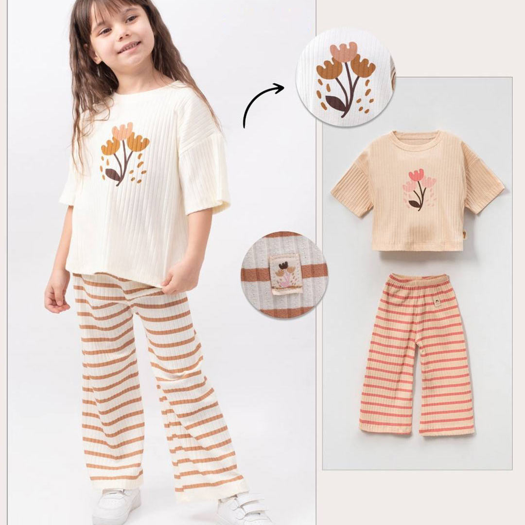 Flowers Cotton Set in Pink (2pcs) 3-6y