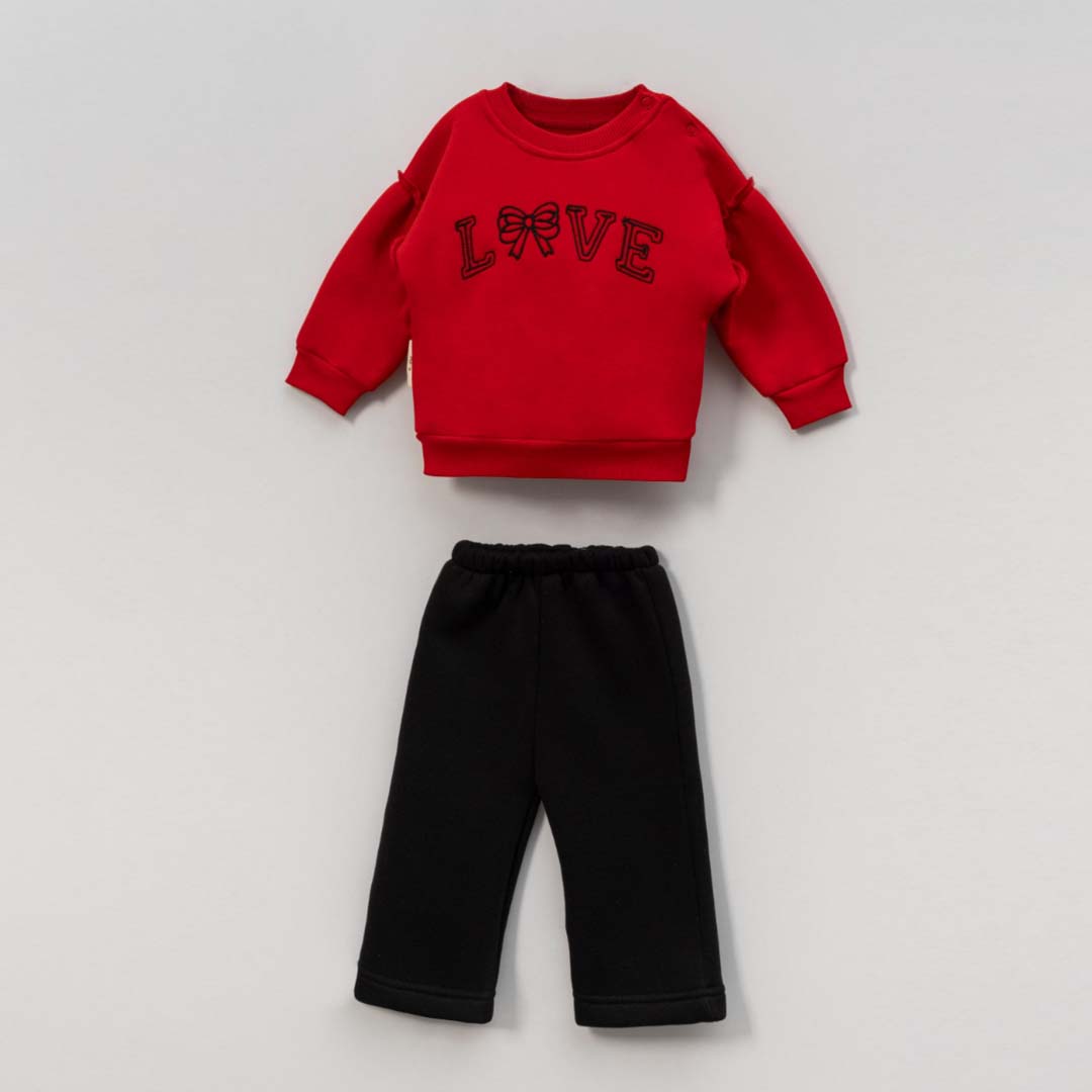 Thick Fleece Love Embroidered Set (2pcs) 9-24m