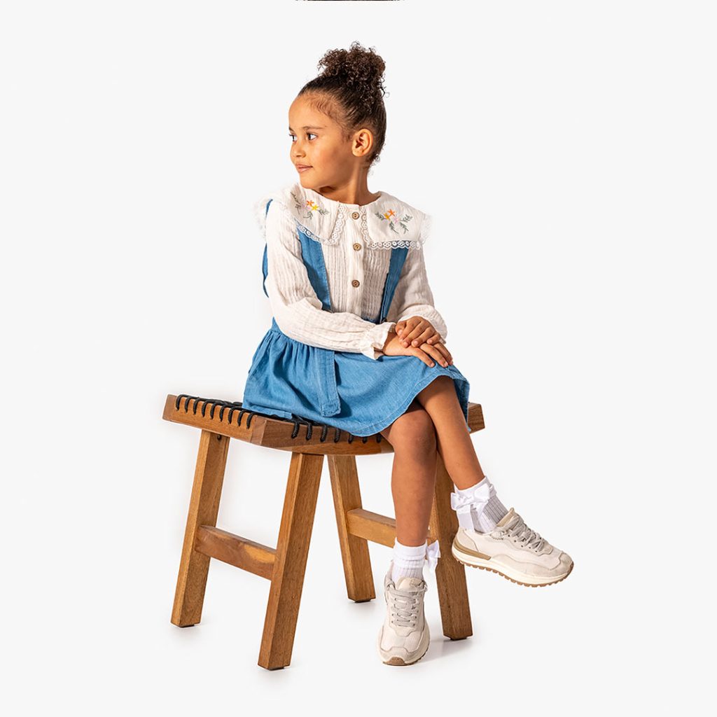 Embroidered Muslin Shirt & Denim Skirt (2pcs) 5-8y