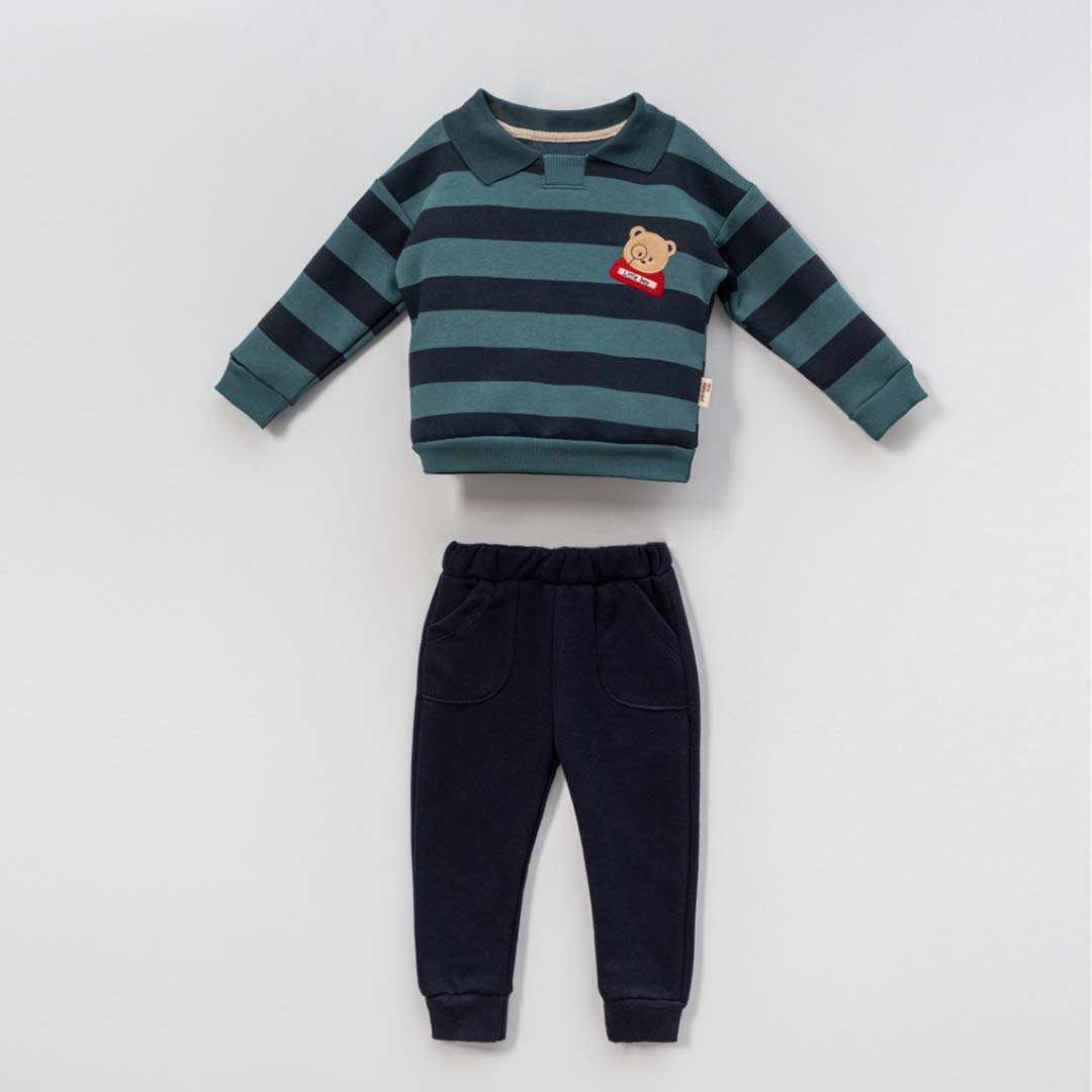 Thick Fleece Striped Bear Set (2pcs) 3-6y