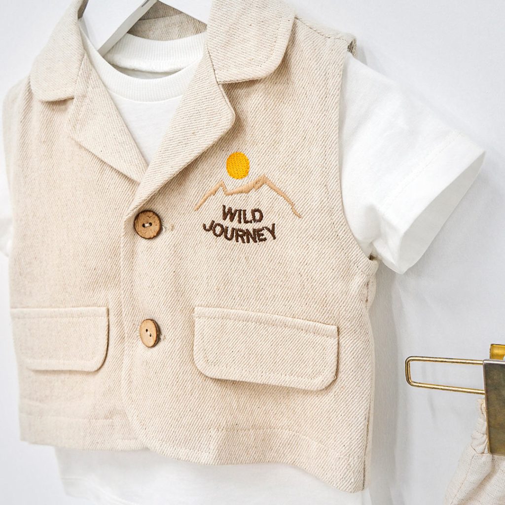 T-shirt, Vest, & Pants Linen Set (3pcs) 9-24m