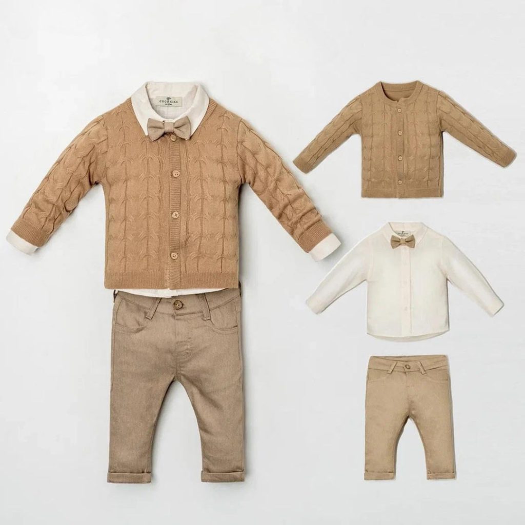 Shirt, Bow Tie, Cardigan, & Pants (4pcs) 9-24m