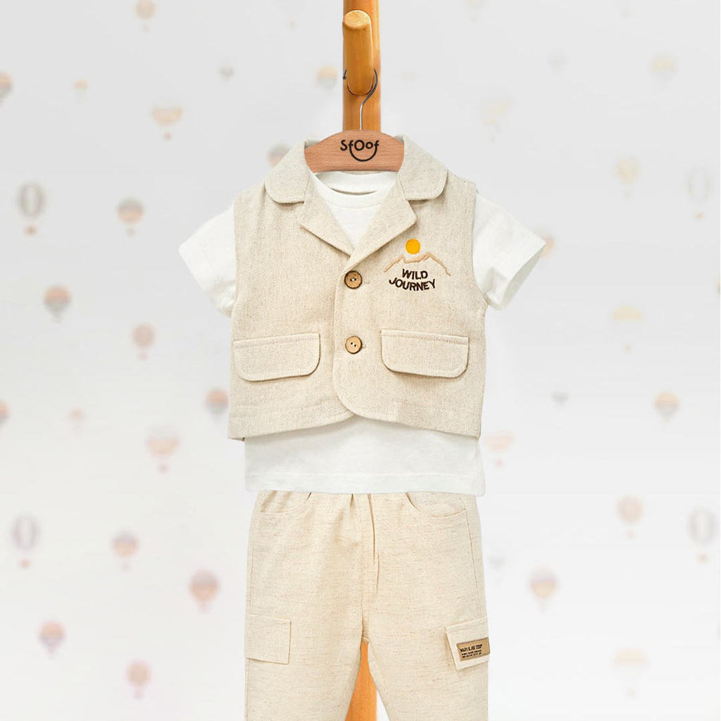 T-shirt, Vest, & Pants Linen Set (3pcs) 9-24m