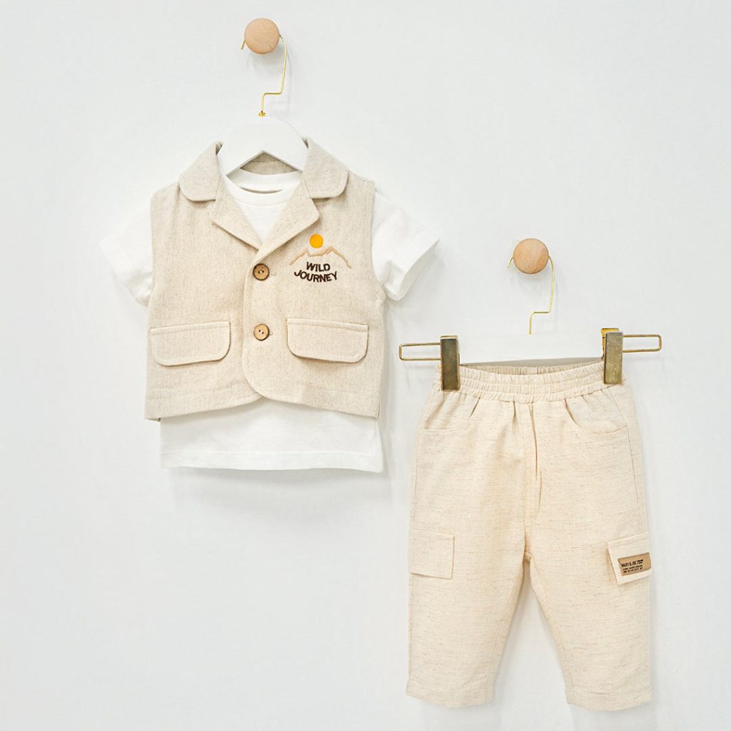 T-shirt, Vest, & Pants Linen Set (3pcs) 9-24m