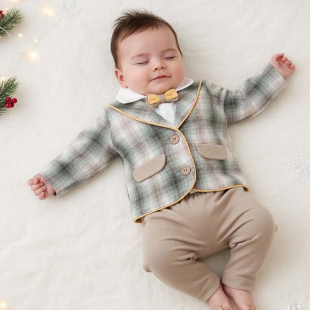 Plaid Baby Suit Overall 3-9m