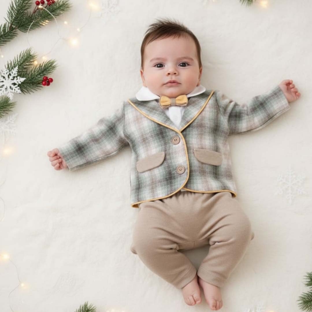 Plaid Baby Suit Overall 3-9m