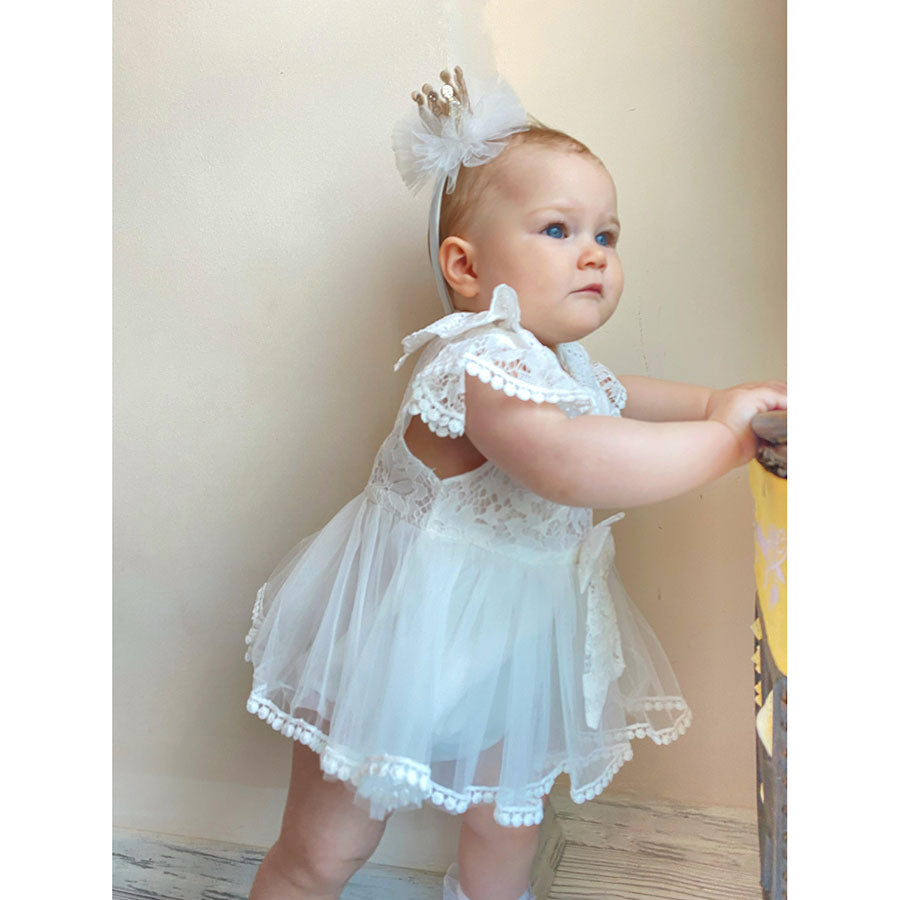 White Romper & Crown (2pcs)