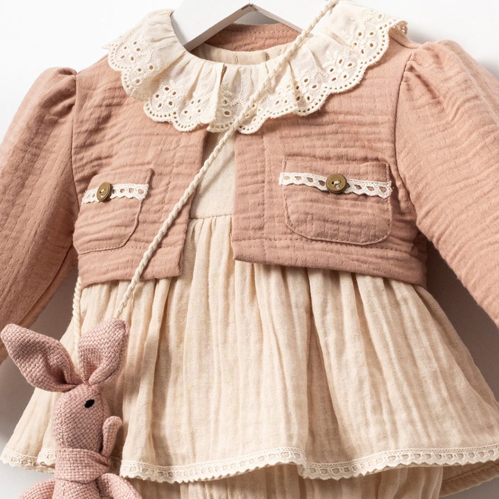 Romper Dress, Cardigan, & Crossbody Plush (3pcs) 6-18m