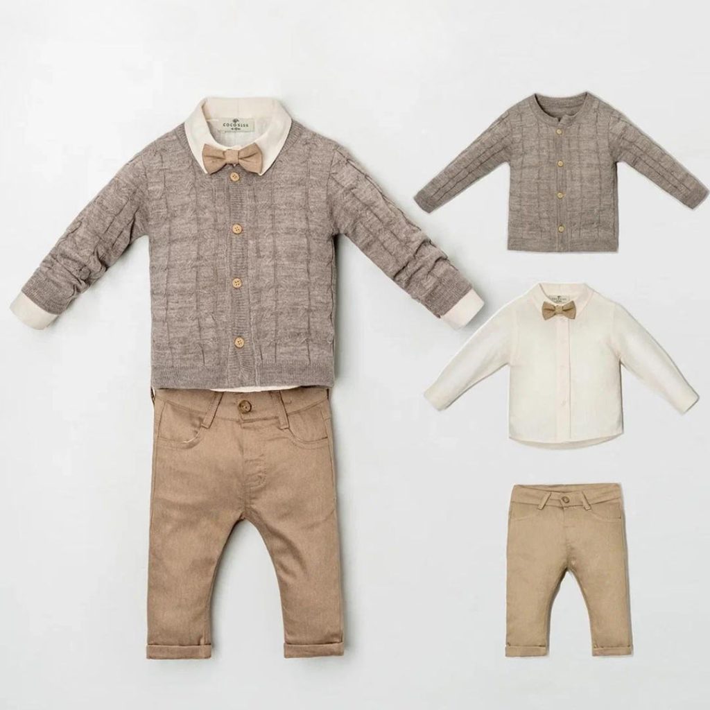 Shirt, Bow Tie, Cardigan, & Pants (4pcs) 9-24m