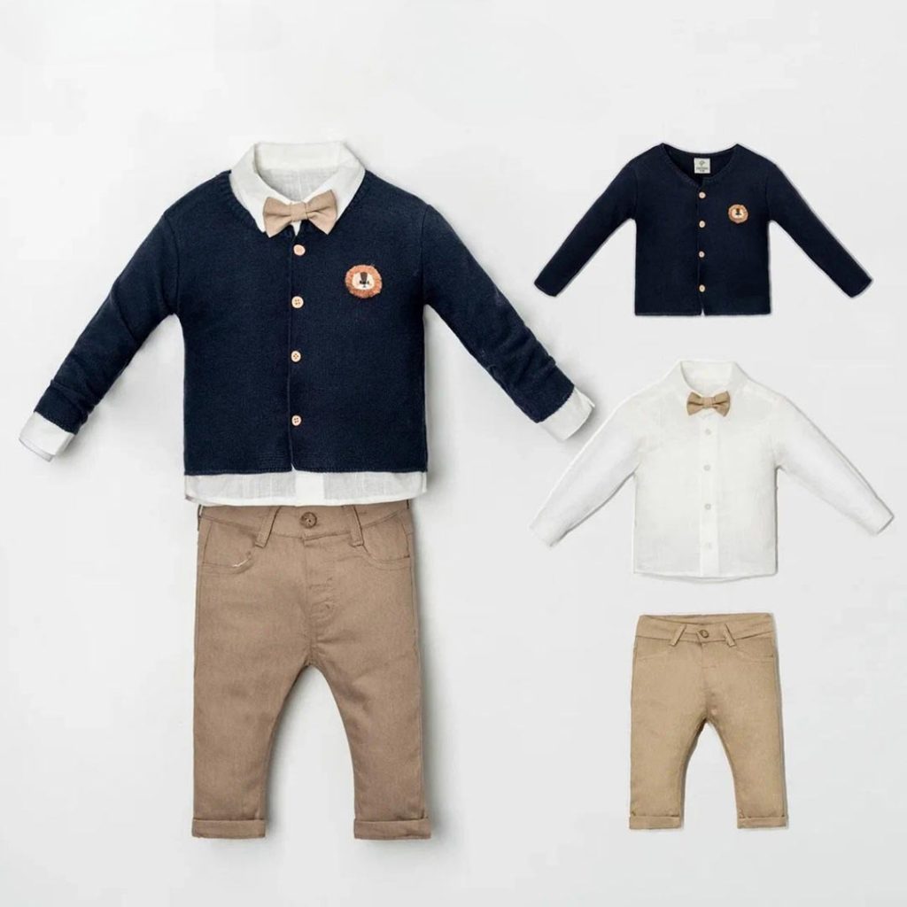 Shirt, Bow Tie, Cardigan, & Pants (4pcs) 9-24m