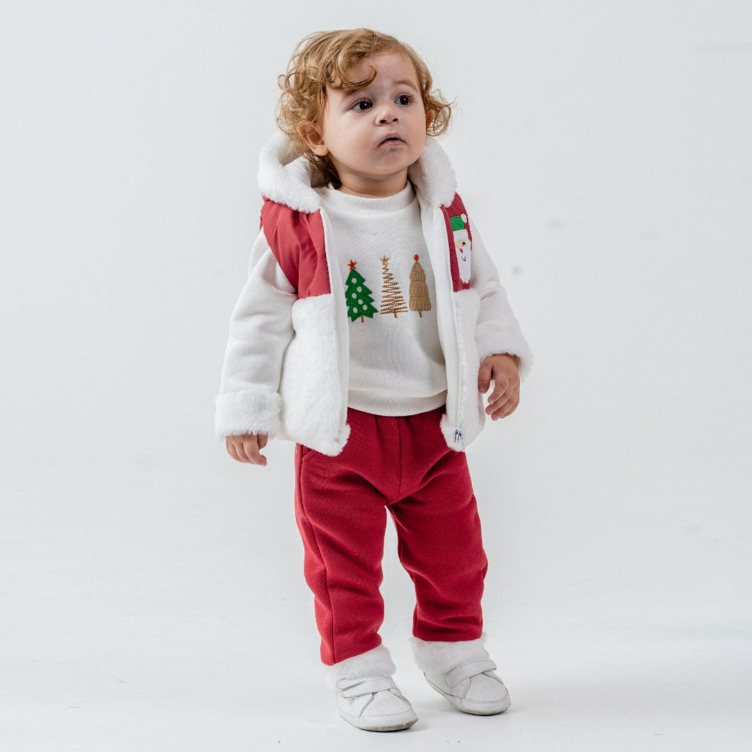 Thick Fleece Unisex Christmas Set with Vest (3pcs) 9m-4y