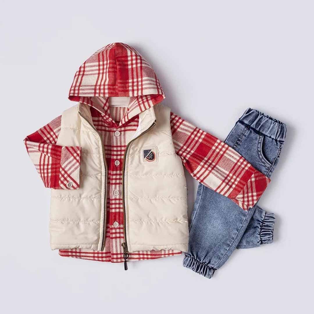 Vest, Fleece Shirt, & Jeans Set (3pcs) 6-18m