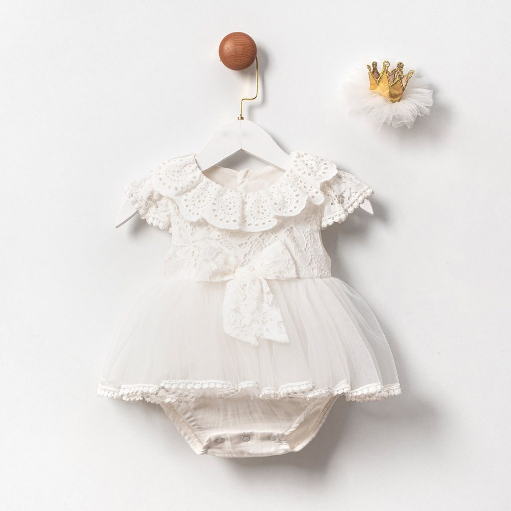 White Romper & Crown (2pcs)