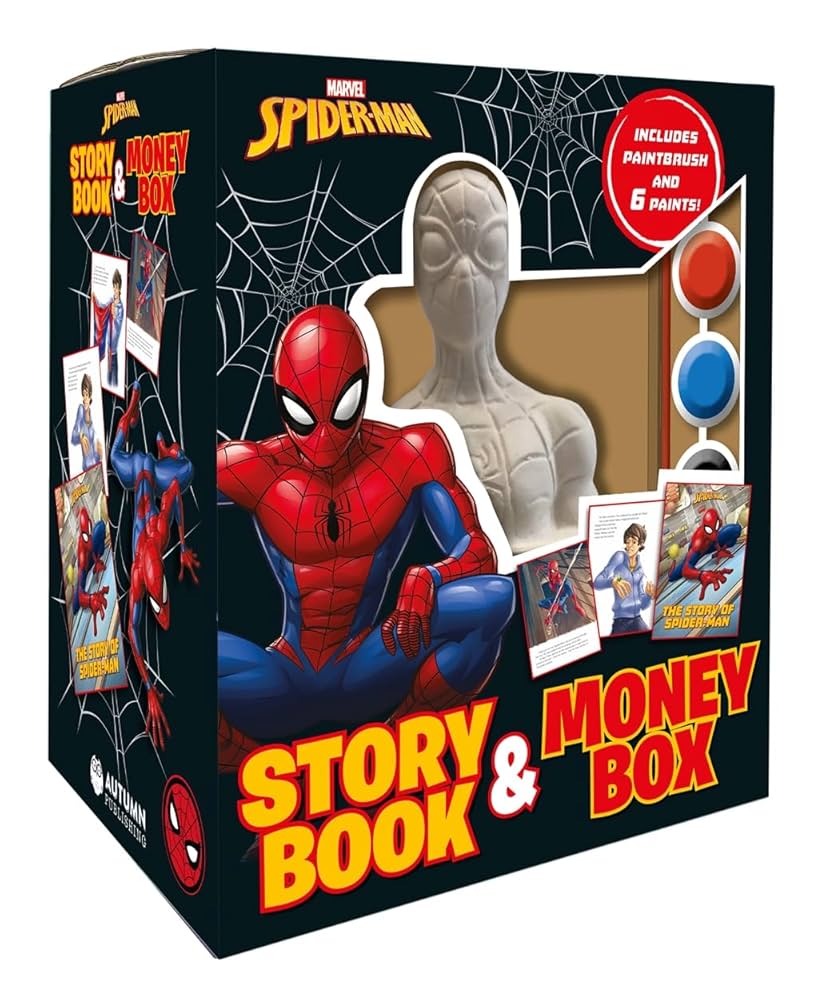 PAINT YOUR OWN MONEY BOX - MARVEL SPIDERMAN + STORY