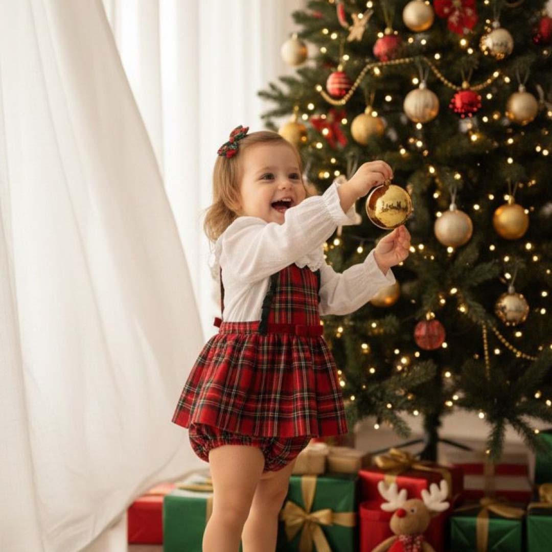 Plaid Christmas Romper (2pcs) 9-24m