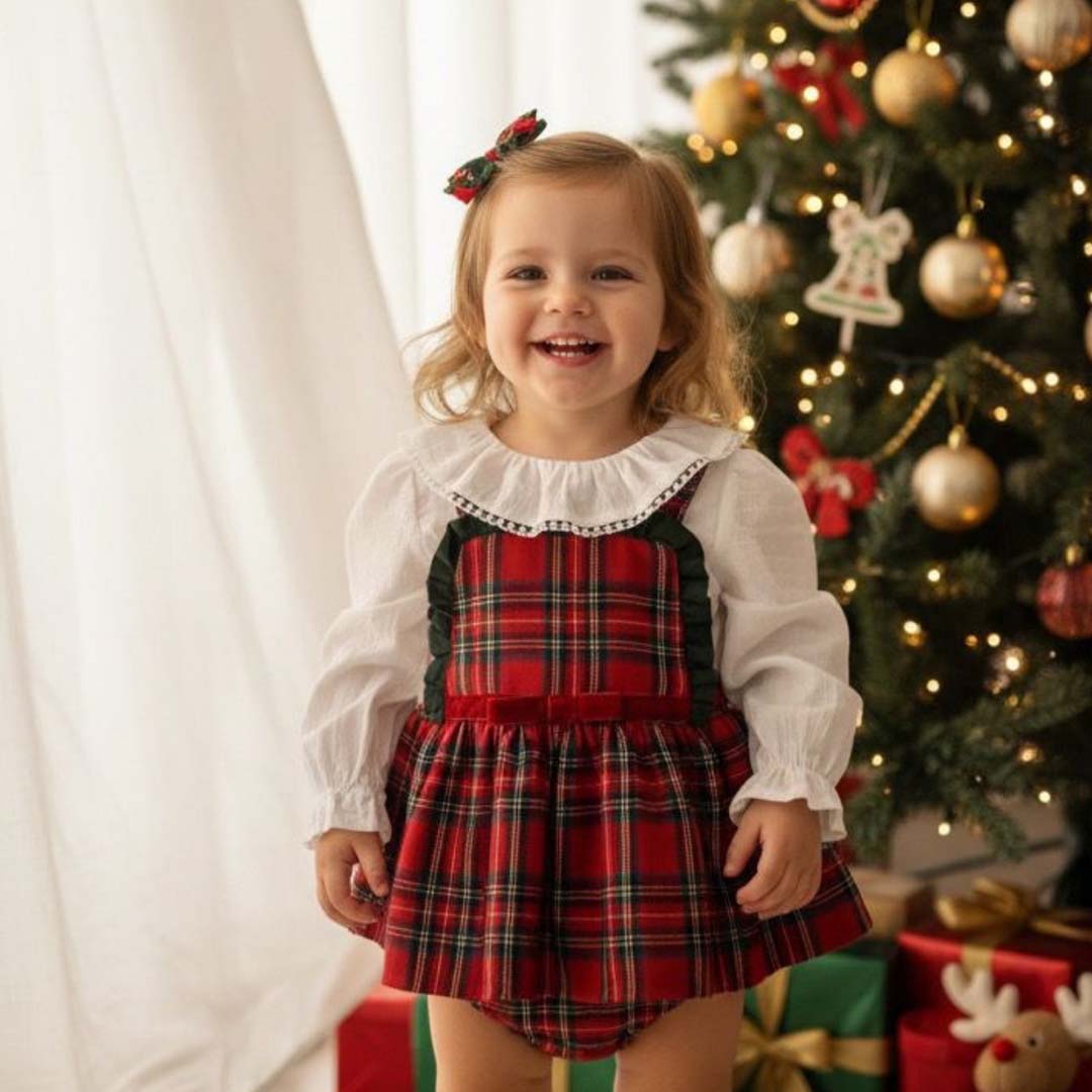 Plaid Christmas Romper (2pcs) 9-24m