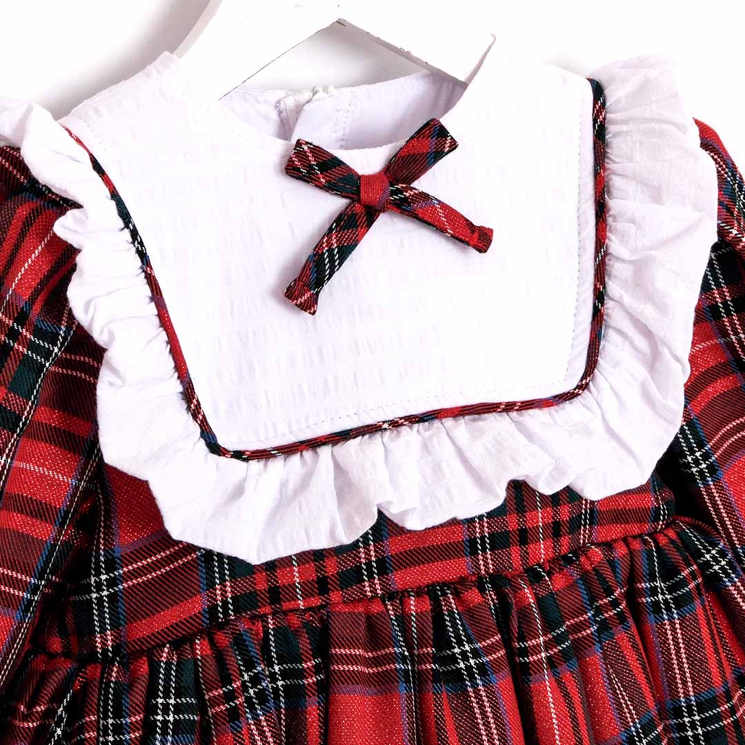 Plaid Christmas Dress with Collar 2-5y