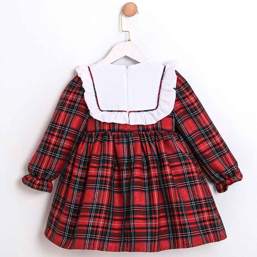 Plaid Christmas Dress with Collar 2-5y