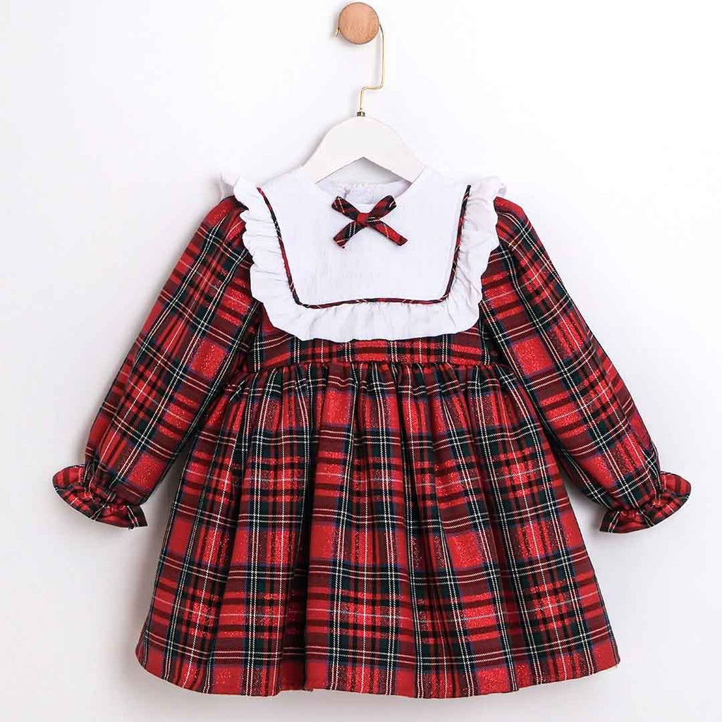 Plaid Christmas Dress with Collar 2-5y
