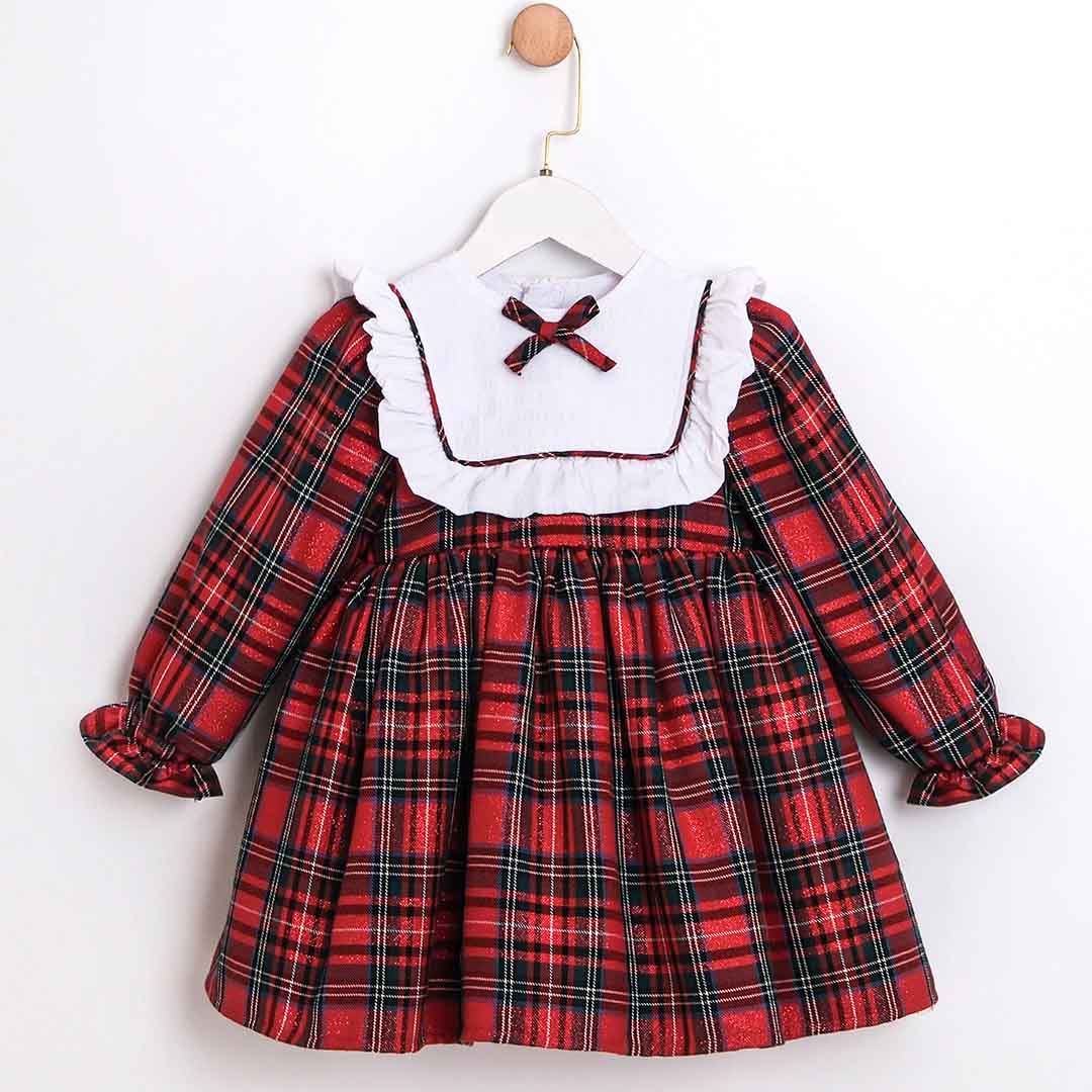 Plaid Christmas Dress with Collar 2-5y