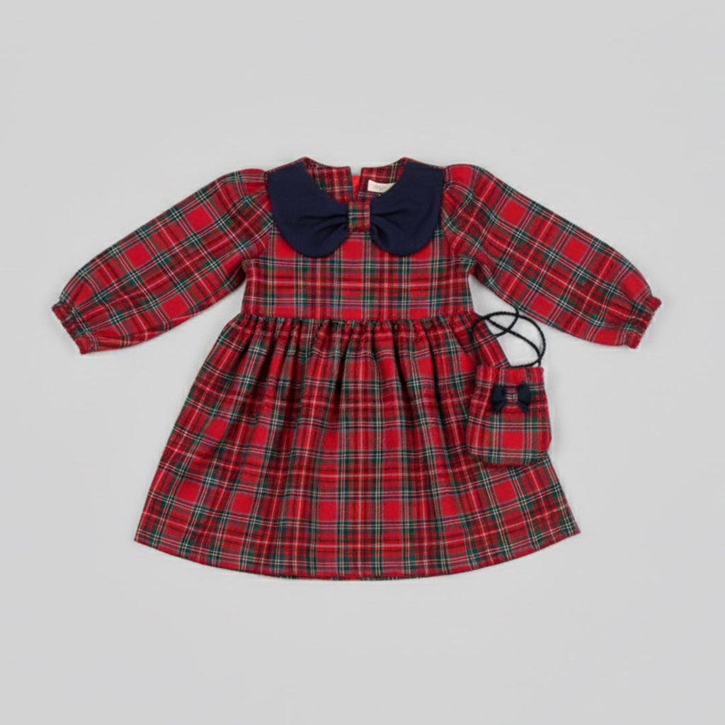 Plaid Christmas Dress with Crossbody Bag (2pcs) 1-4y